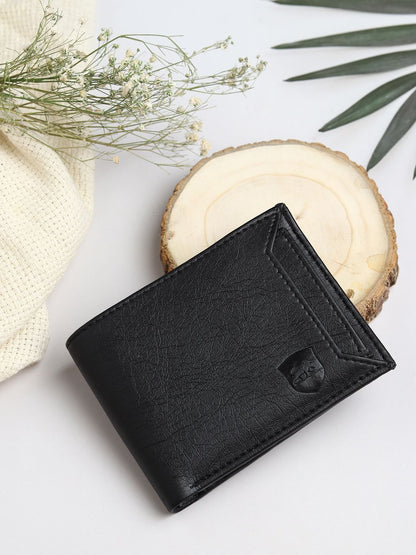 SAMTROH Trendy Black Artificial Leather Wallet