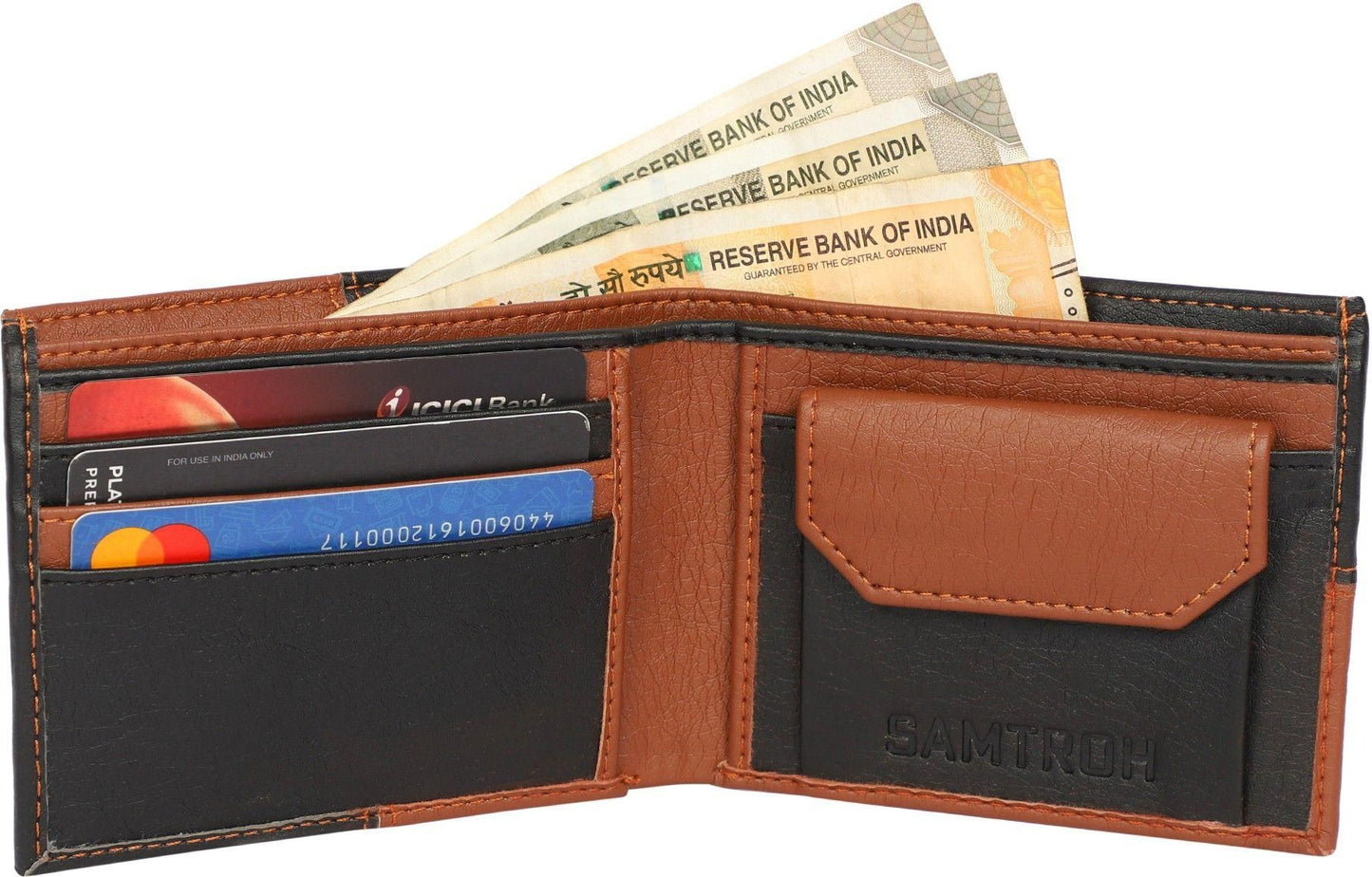 SAMTROH Men Travel, Casual, Trendy, Formal Brown, Black Artificial Leather Wallet (6 Card Slots)