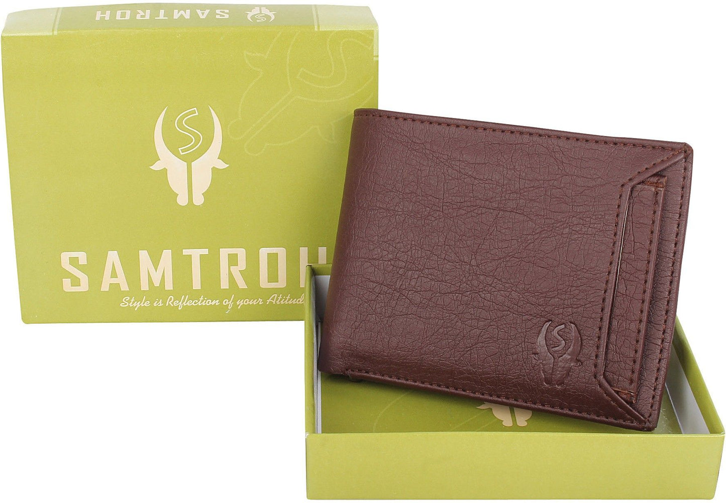 SAMTROH Men Brown Artificial Leather Money Clip (8 Card Slots)