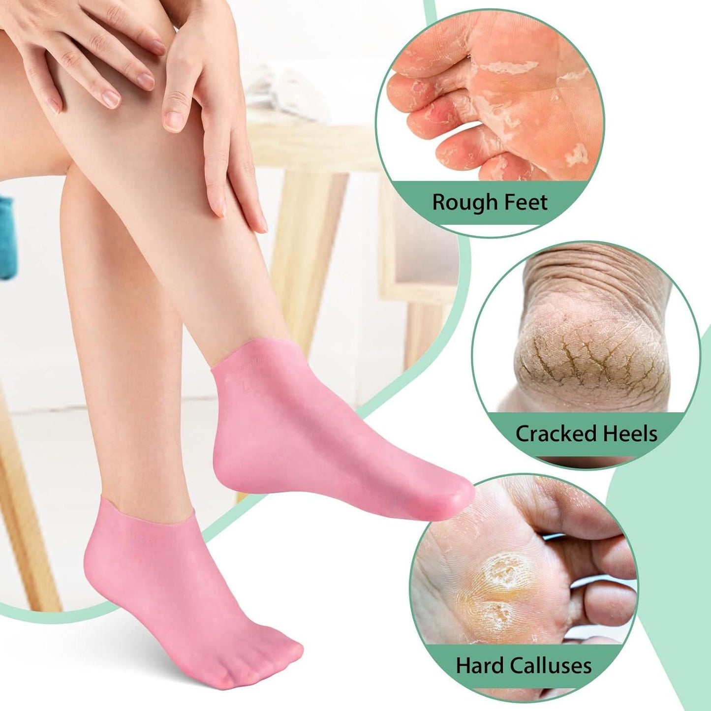 Silicone Moisturizing Socks Anti Slip Aloe Socks for Dry Cracked Feet Women