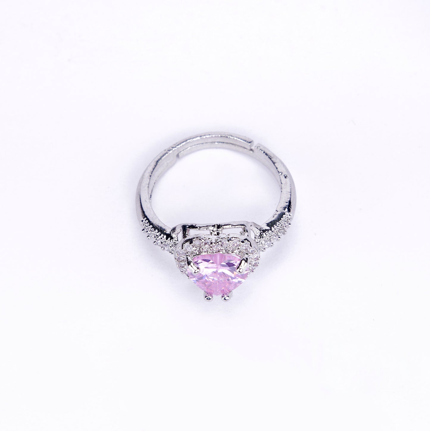 Rhodium Pink Cubic Zirconia Ring