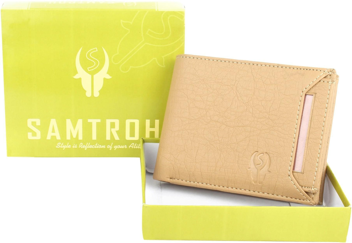 SAMTROH Men Casual Beige Artificial Leather Wallet (8 Card Slots)