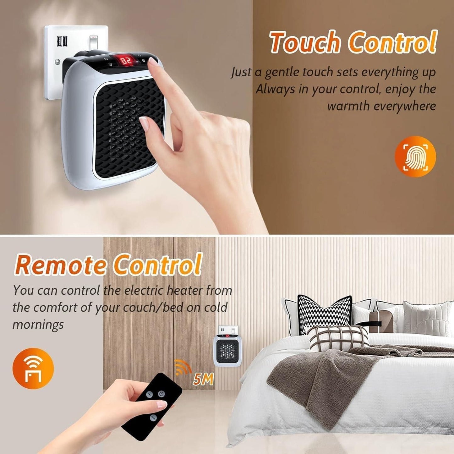 Portable Wall plug In Room Heater with Remote