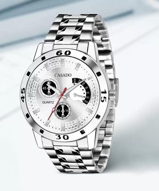 Premium Silver Dummy Chronograph Dial Analog Watch - For Men